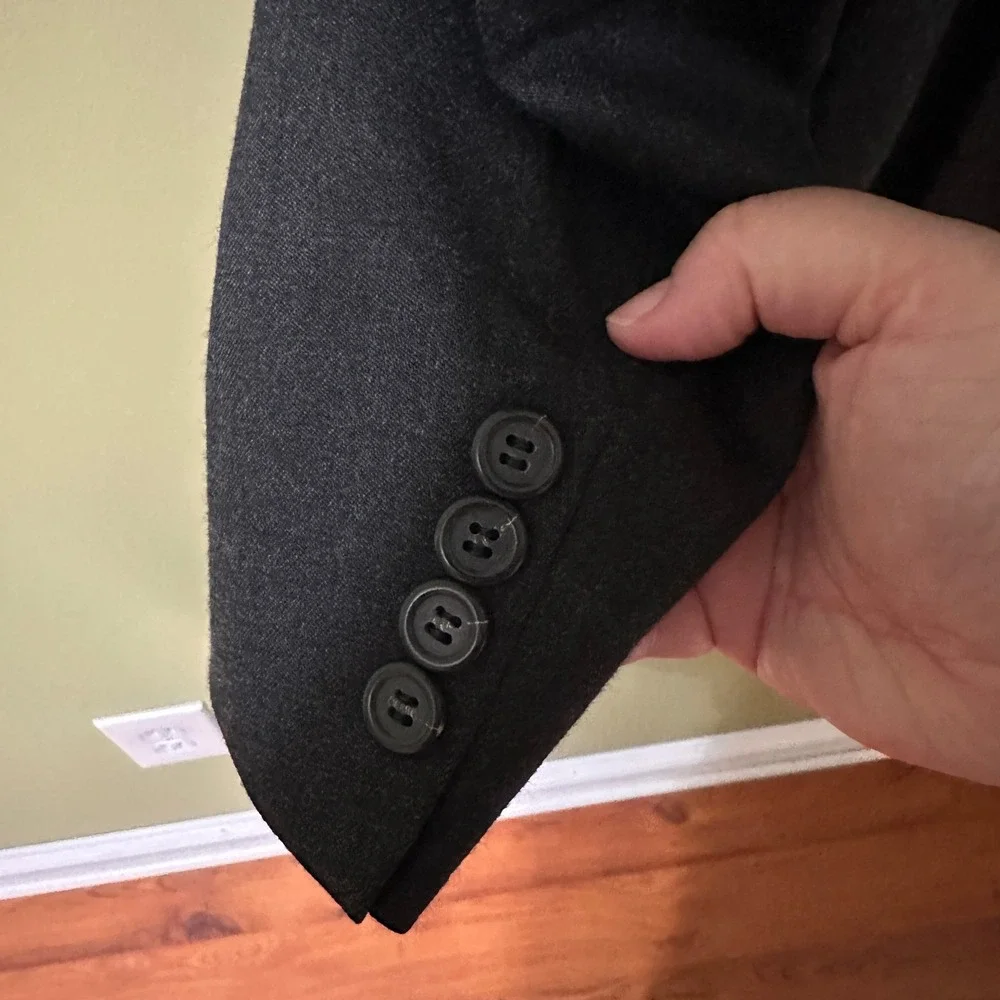 J. Crew Men's 44L‎ Charcoal Wool Lycra Sport Coat Blazer Made in Italy
